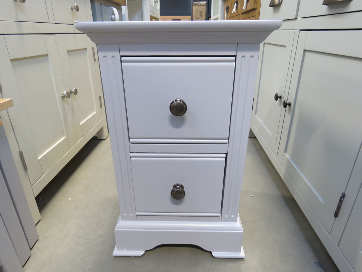 Blue painted 2 drawer bedside cabinet