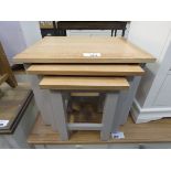 Grey painted oak top nest of 3 tables (131)