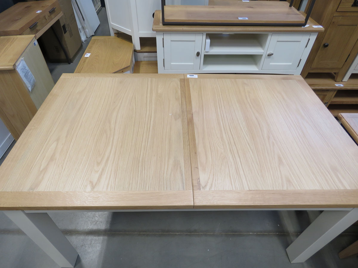 Cream painted oak top extending dining table (44) - Image 2 of 4