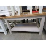 Grey painted oak top coffee table with shelf under (154)