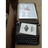 Empire travelling typewriter plus a quantity of prints and a photo frame