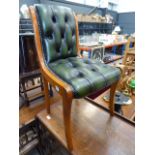 Green leather effect Chesterfield style office chair