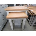 Cream painted oak top nest of 2 tables (2)