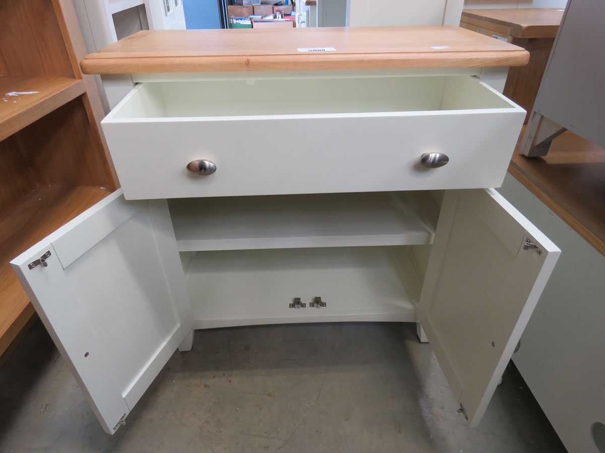 Cream painted oak top sideboard with single drawer and 2 door cupboard (148) - Image 2 of 4