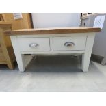 Cream painted oak top coffee table with 4 drawers (160)