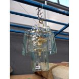 (2) Brass ceiling light with glass panels