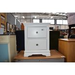 5085 A white finish two drawer bedside cabinet, w. 48.5 cm