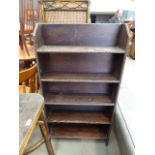 Dark oak open fronted bookcase