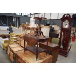 A tea trolley, a tripod wine table and a small oak framed stool