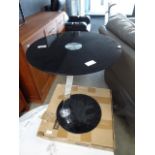 2 black glass lamp tables, one boxed (a/f)