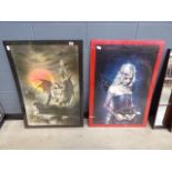 Pair of fantasy posters with scantily clad ladies