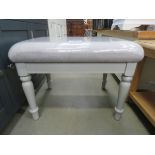 Blue painted grey cloth dressing table stool