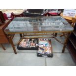 Bent cane and glazed conservatory table Good condition. W: 137cm H:75cm D: 76cm