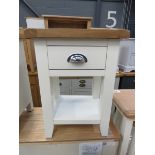 White painted oak top lamp table with drawer and shelf under (5)