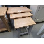 Grey painted oak top nest of 3 tables (10)