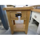 Oak lamp table with drawer and shelf (66)