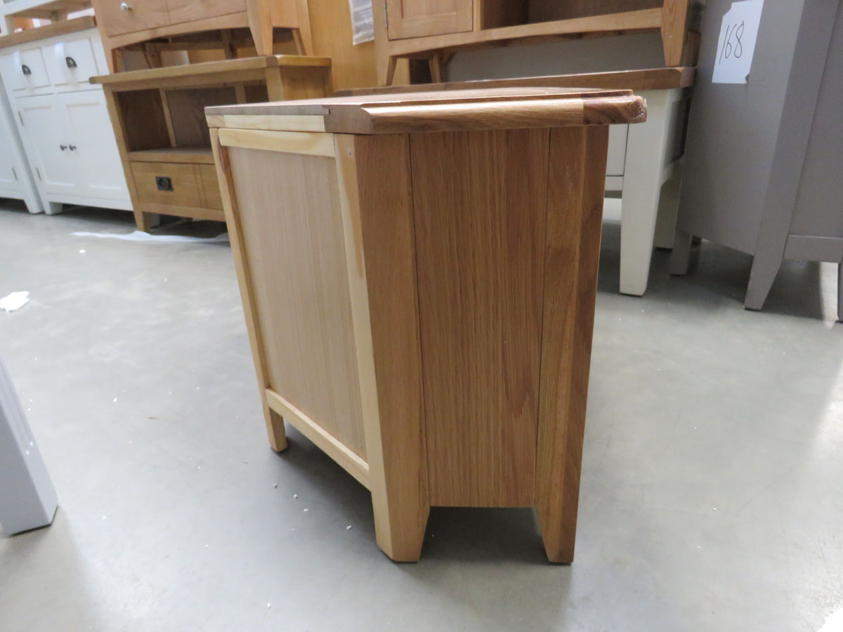 Oak corner TV audio unit with single shelf and large drawer (167) - Image 4 of 5