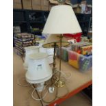 Pair of onyx table lamps plus 2 brass lamps