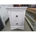 White painted bedside 2 drawer cabinet