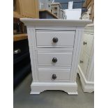 White painted bedside unit with 3 drawers (129)