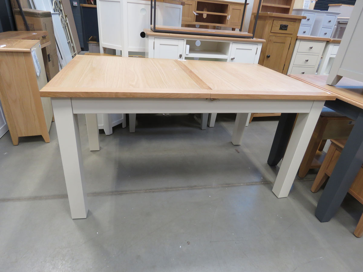 Cream painted oak top extending dining table (44)