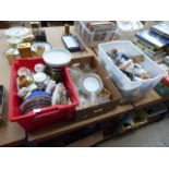 3 boxes containing an assortment of glassware plus china to include jasperware, cauldron cups plus