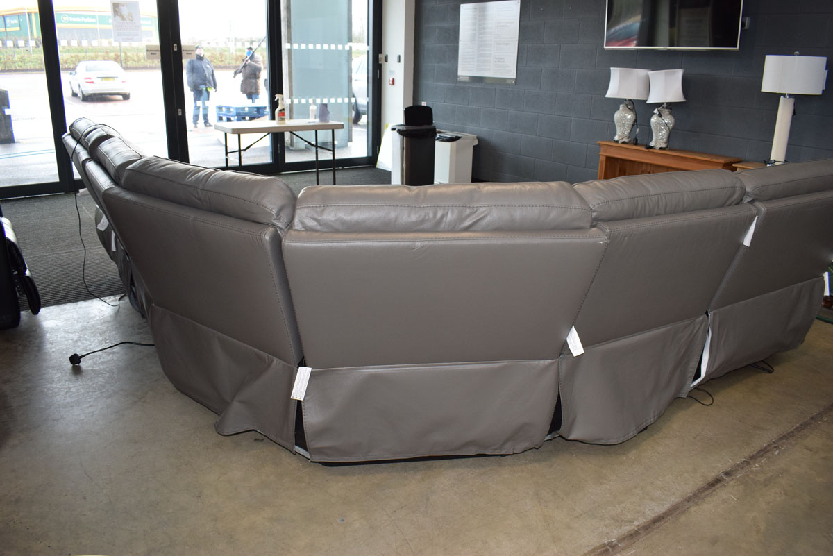 Grey leather effect modular 6 piece corner suite - Image 5 of 9