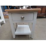 Small white painted oak top lamp table with single drawer and shelf (9)