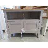 Grey painted oak top corner TV audio unit with shelf and large single drawer (168)