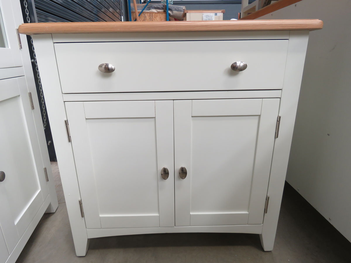 Cream painted oak top sideboard with single drawer and 2 door cupboard