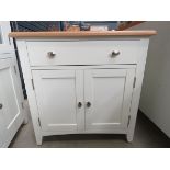 Cream painted oak top sideboard with single drawer and 2 door cupboard