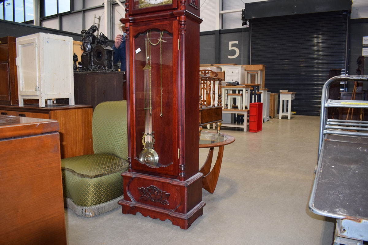 A modern mahogany cased grandfather clock by C. Wood & Son Working order unknown - Image 2 of 2