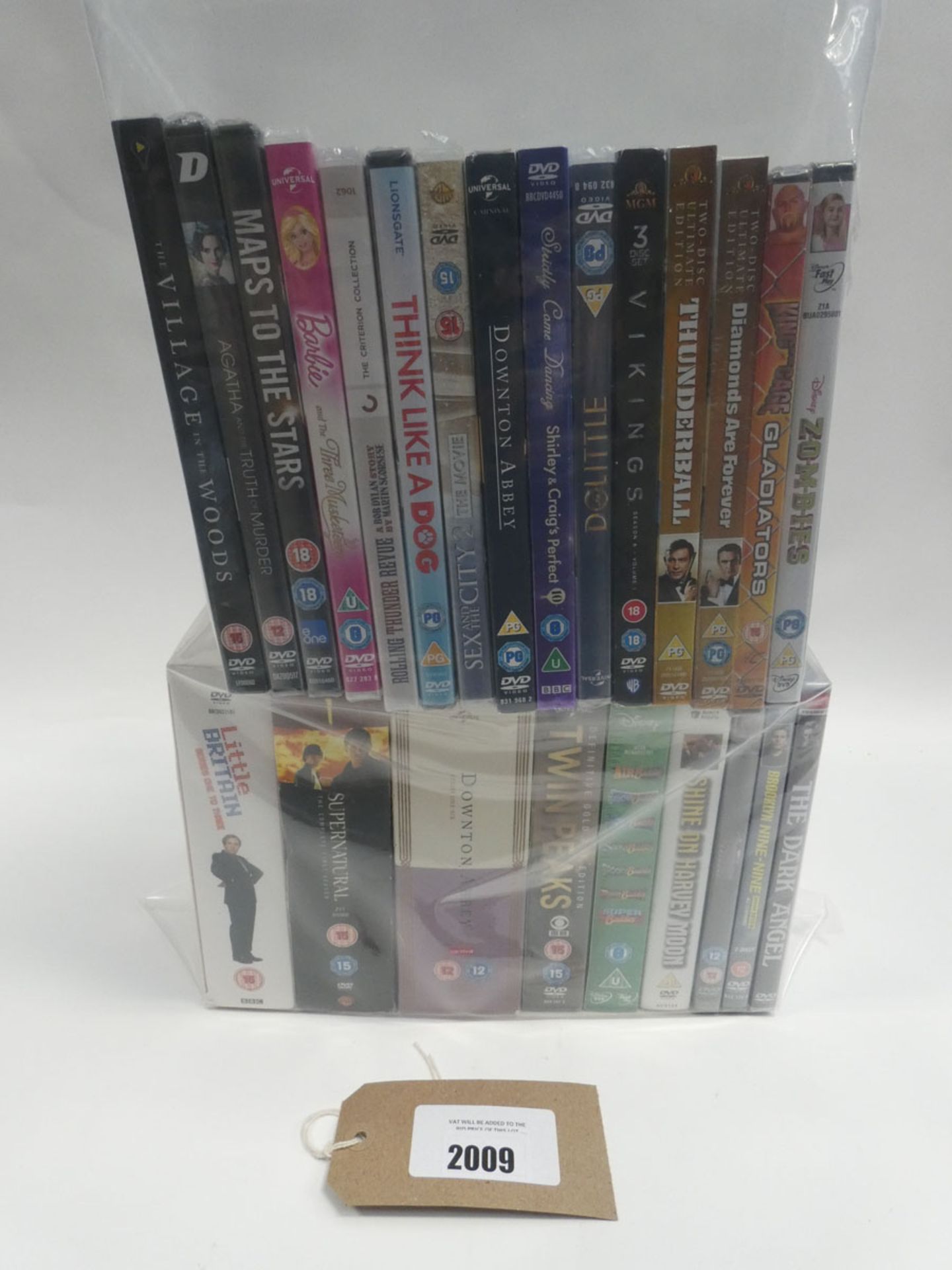 Bag containing quantity of DVD films and boxsets