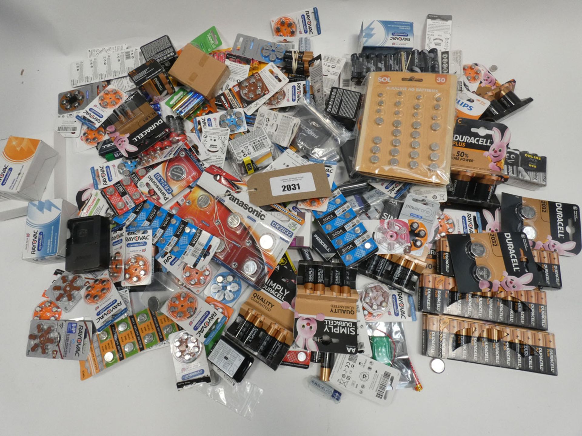 Bag containing quantity of batteries in various sizes