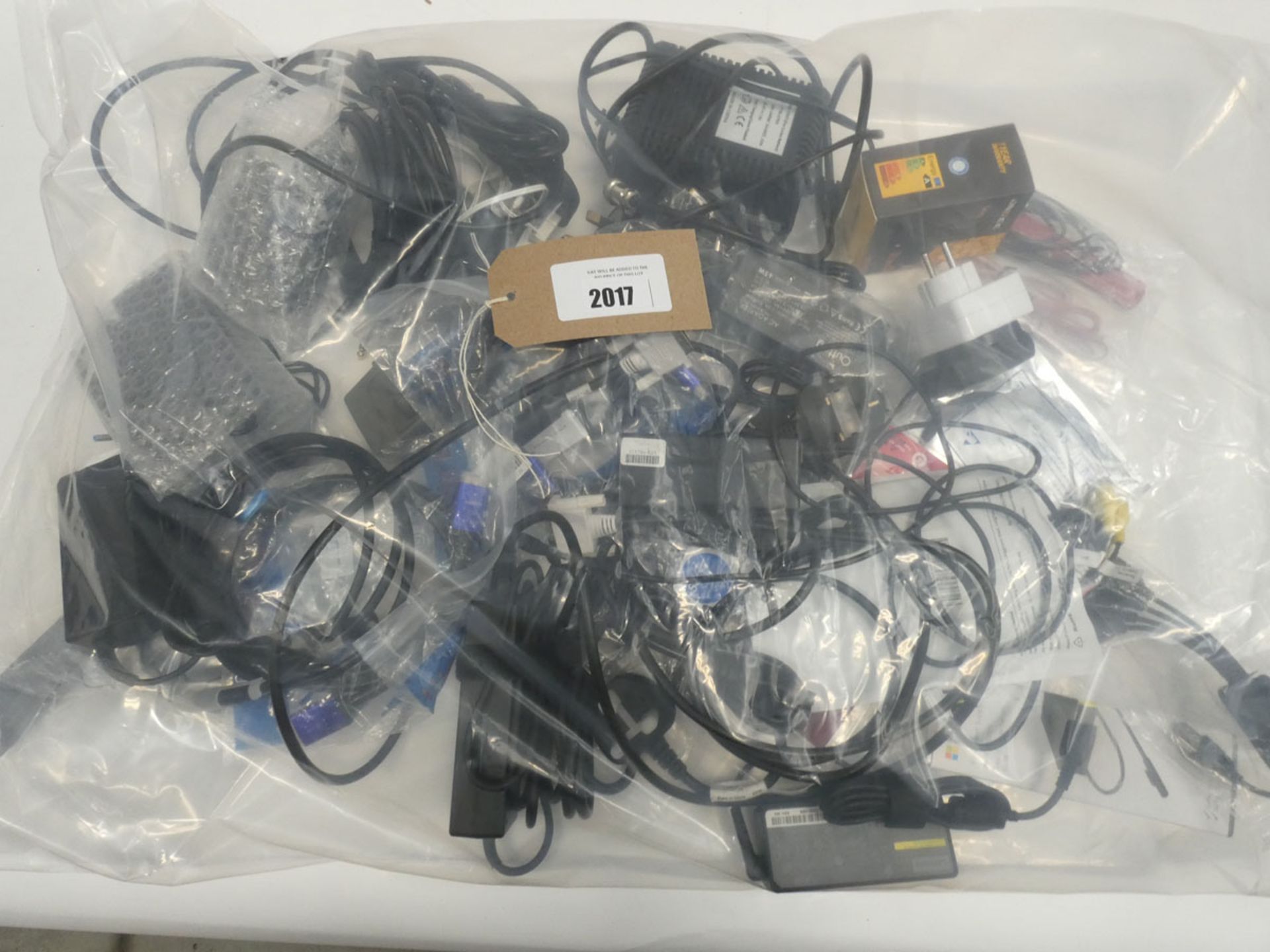 Bag containing quantity of various leads, cables and PSUs