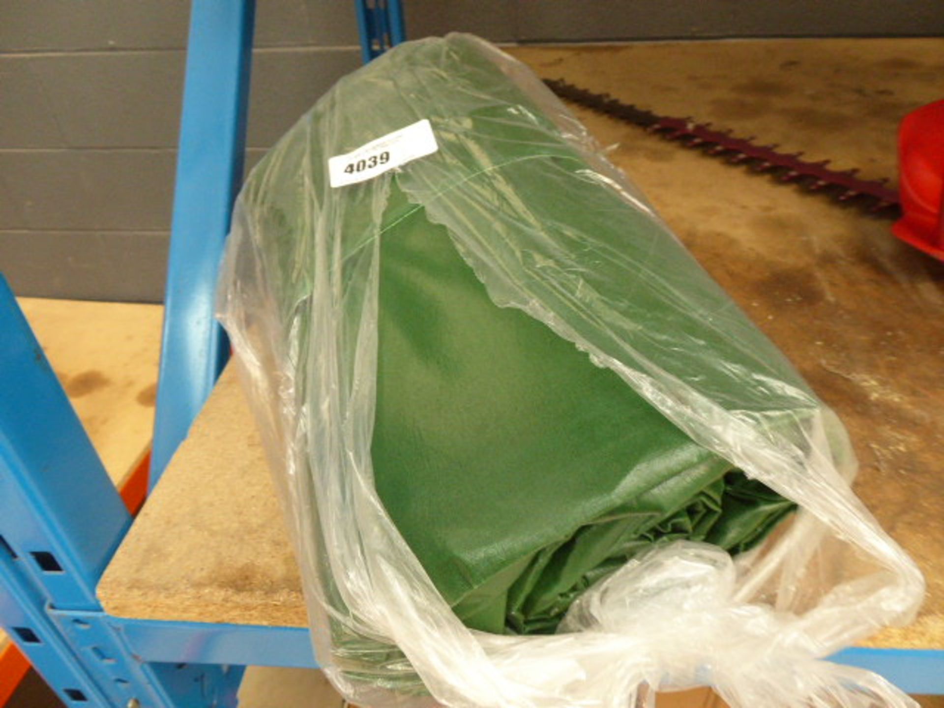 Green rubberised tarpaulin