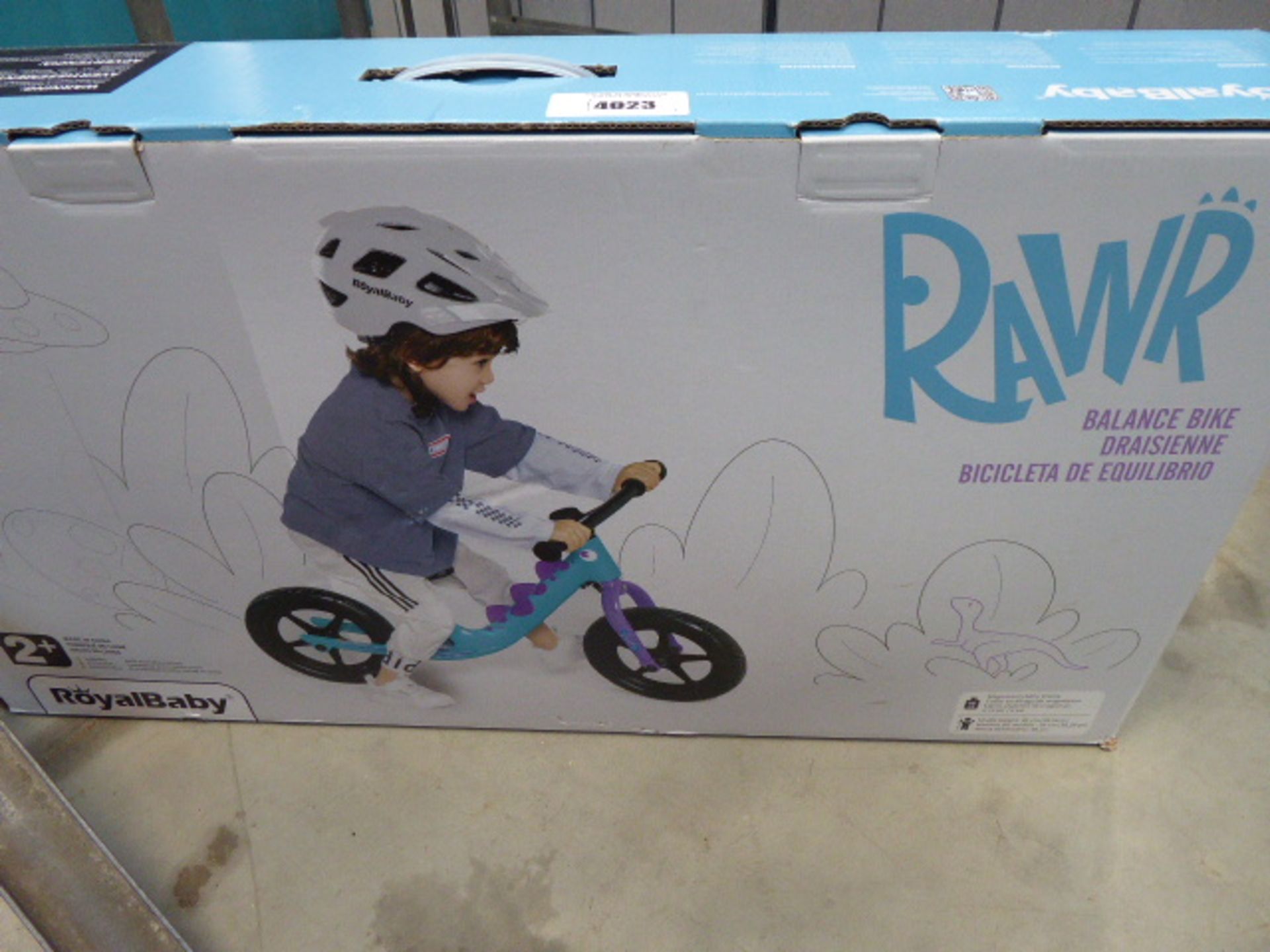 Boxed Rawr childs balance bike