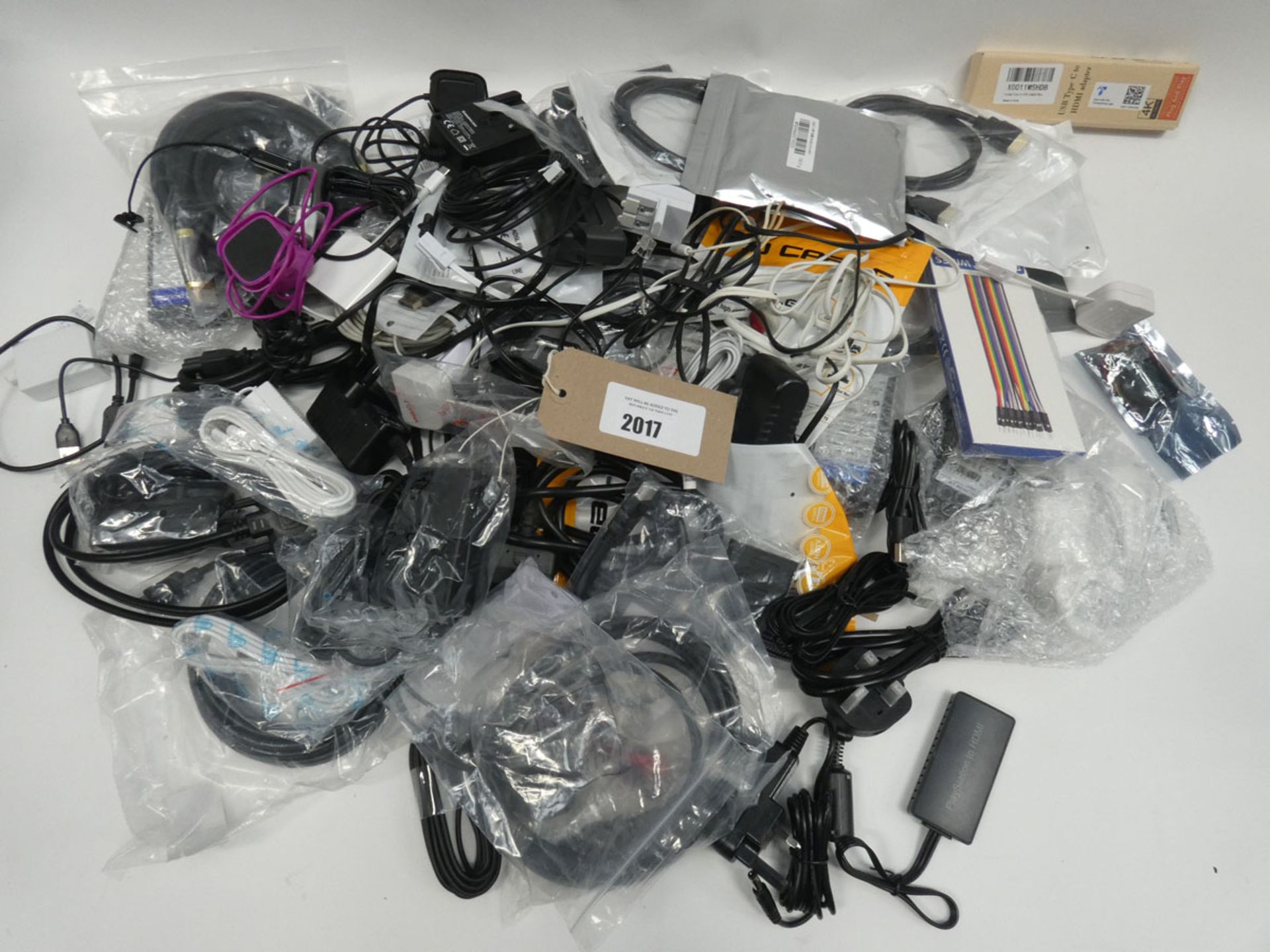 Bag containing mixed electrical cabling and power leads