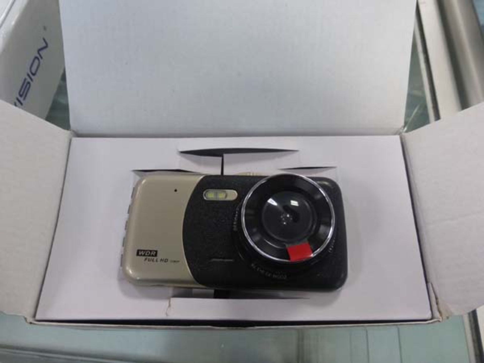 2231 HIRRX HD dual lens dashcam kit in box