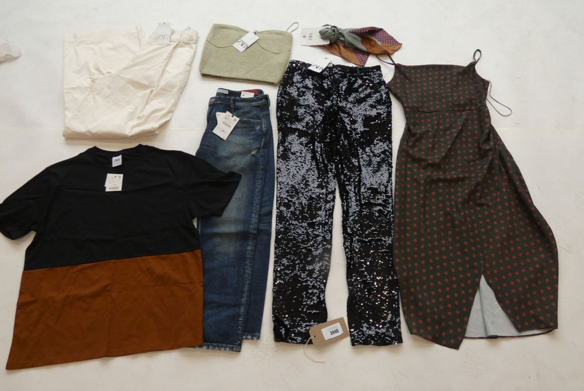 Selection of Zara clothing to include trousers, tops, dress, etc