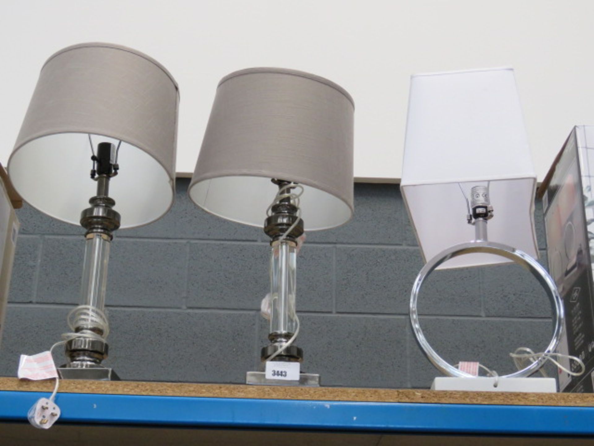 3x unboxed mixed style table lamps