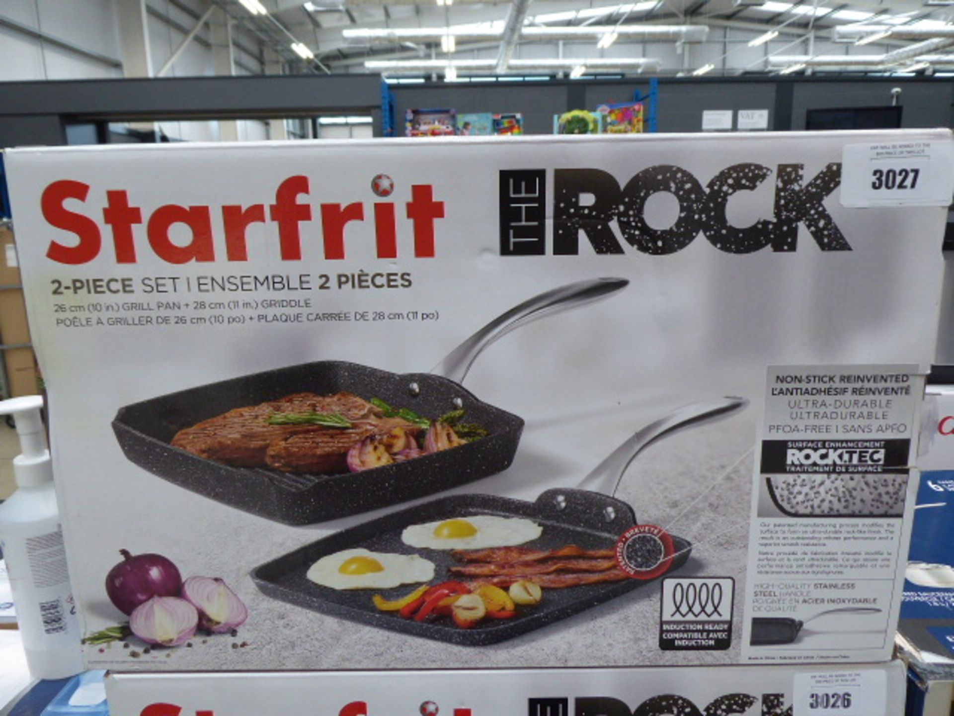 Starfrit The Rock 2 piece grill pan and griddle set with box Light use