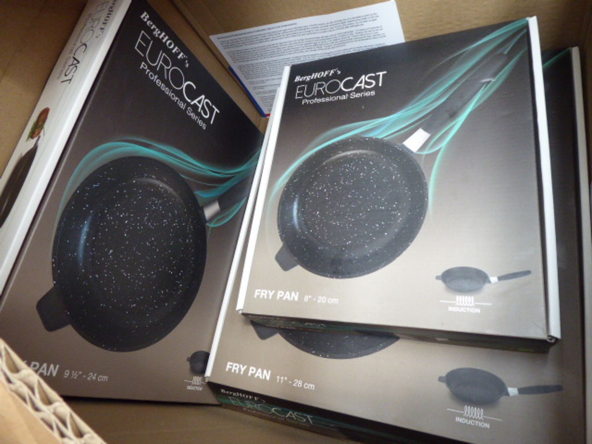 Box containing 3 EuroCast Professional Series pans in 8'', 11'' and 9.5'' All in packaging