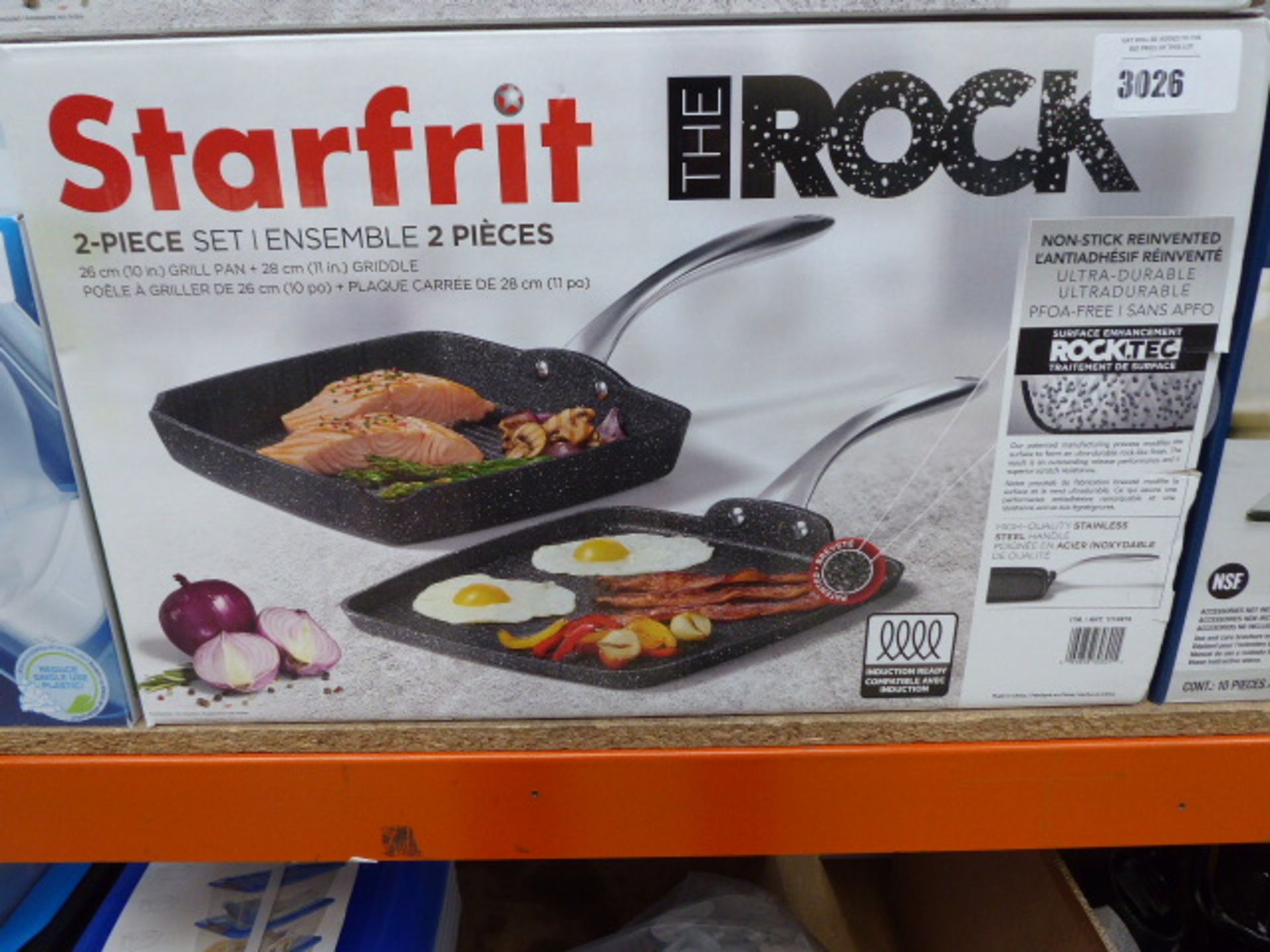 Starfrit The Rock 2 piece grill pan and griddle set with box Light use, still in boxes