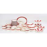 A group of Midwinter Stylecraft tablewares decorated in a red and white polka dot pattern,