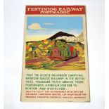 A mid-century Ffestiniog Railway coloured advertising poster,