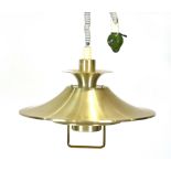 A Danish Lysakaer spun aluminium ceiling light with a brass handle CONDITION REPORT: