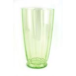 A late 20th century uranium green glass vase, h.