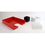 A Palaset, Finland plastic desk set together with an Eldon,