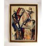 After Marino Marini (1901-1980), 'Zwei Reiter' (Two Riders), coloured reproduction,